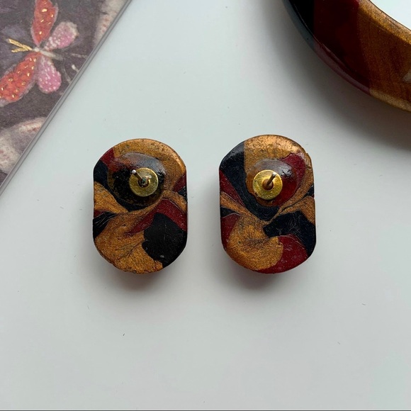 🛍️🛍️ Painted wood bracelet and earrings set - Picture 5 of 8